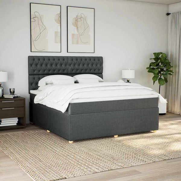 vidaXL Boxspring posteľ s matracom tmavosivá 180x200 cm látka