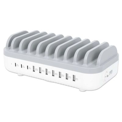 MANHATTAN Nabíjacia stanica, 10-port, 120W, biela
