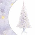 vidaXL Umelý vianočný stromček s 150 LED-i Biela 150 cm PVC a oceľ