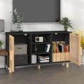 vidaXL Komoda čierna 105x30x60 cm masívna borovica a prírodný ratan