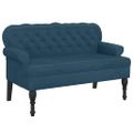 vidaXL Lavička s operadlom modrá 119,5x64,5x75 cm zamat