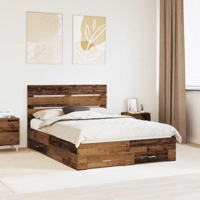 vidaXL Rám postele Staré drevo 140 x 190 cm Kompozitné drevo