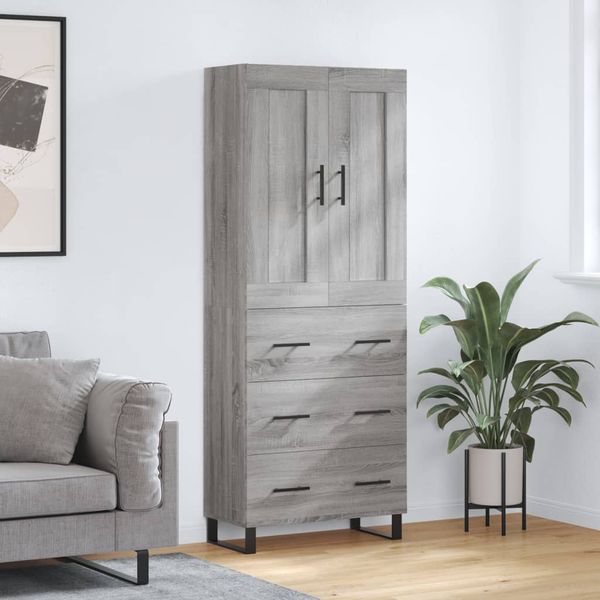 vidaXL Vysoká skrinka sivý dub sonoma 69,5x34x180 cm spracované drevo
