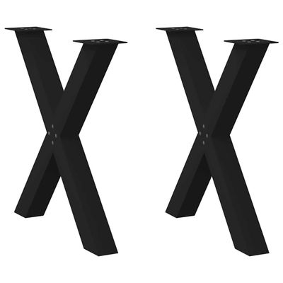 vidaXL Nohy k jedálenskému stolu v tvare X, 2 ks, čierne, 80 x (72-73) cm, oceľové