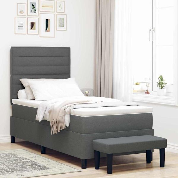 vidaXL Posteľ s pružinovým rámom Tmavo šedá 100 x 200 cm látka