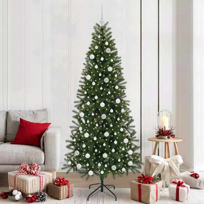 vidaXL Umelý vianočný stromček s 300 LED-i Zelená 210 cm PE a PVC