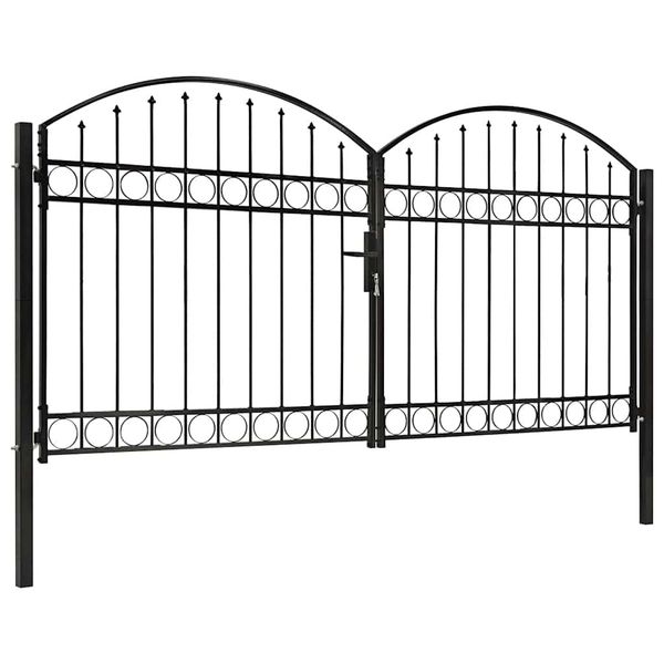 vidaXL Plotová brána ASSEN s dvojitými dverami a klenutým vrchom, oceľ 300x150 cm
