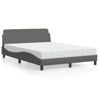 vidaXL Posteľ s matracom Dover tmavosivá 140x190 cm látka