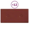 vidaXL Nástenné panely 12 ks vínovočervené 30x15 cm umelá koža 0,54 m²