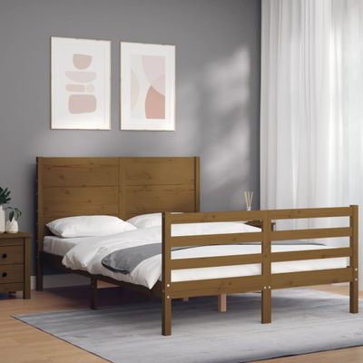 vidaXL Posteľný rám s čelom medovohnedý 140x200 cm masívne drevo