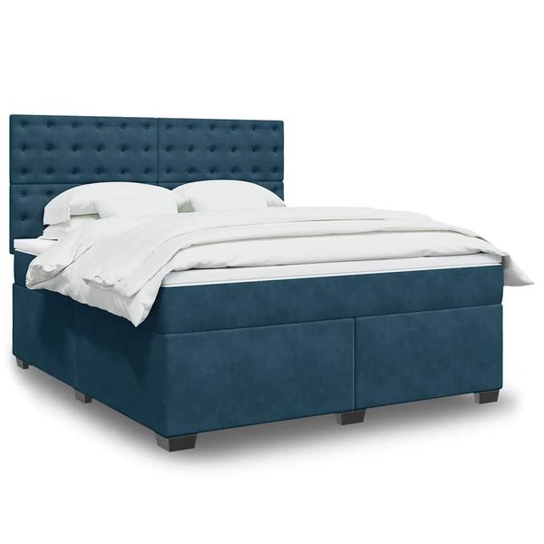 vidaXL Posteľný rám boxsping s matracom modrý 180x200 cm zamat