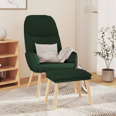 vidaXL Relaxačné kreslo s podnožkou tmavozelené zamat