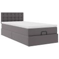 vidaXL Osmanský rám postele s matracom sivá 100x200 cm umelá koža