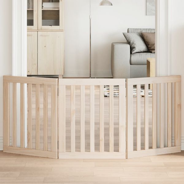 vidaXL Skladacia brána pre psa, 3 panely, 150 cm, topoľové drevo