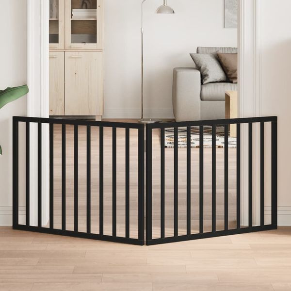 vidaXL Skladacia brána pre psa, 2 panely, čierna 160 cm, topoľové drevo