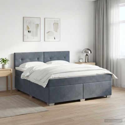 vidaXL Posteľ s boxspringom a matracom a LED Tmavosivá 140 x 190 cm