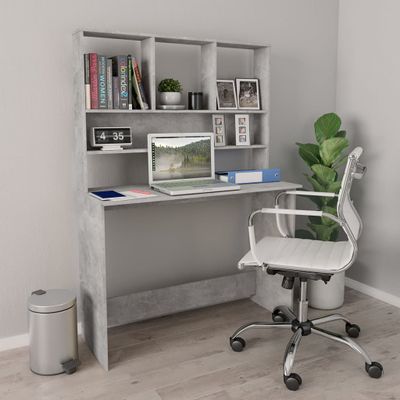 vidaXL Stôl s policami, betónovo sivý 110x45x157 cm, kompozitné drevo
