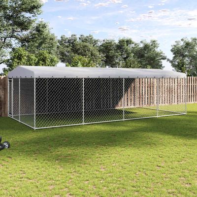 vidaXL Vonkajšia voliéra pre psy so strechou 7,6x3,8x2,3 m