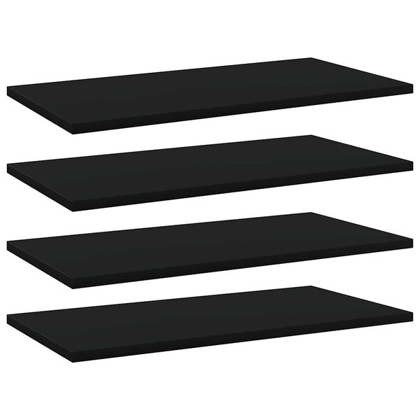 vidaXL Prídavné police 4 ks, čierne 60x30x1,5 cm, drevotrieska