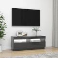 vidaXL TV skrinka s LED svetlami lesklá sivá 100x35x40 cm