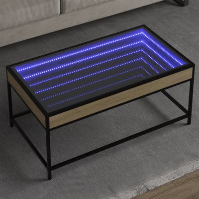 vidaXL Konferenčný stolík s nekonečnými LED dub sonoma 90x50x41 cm