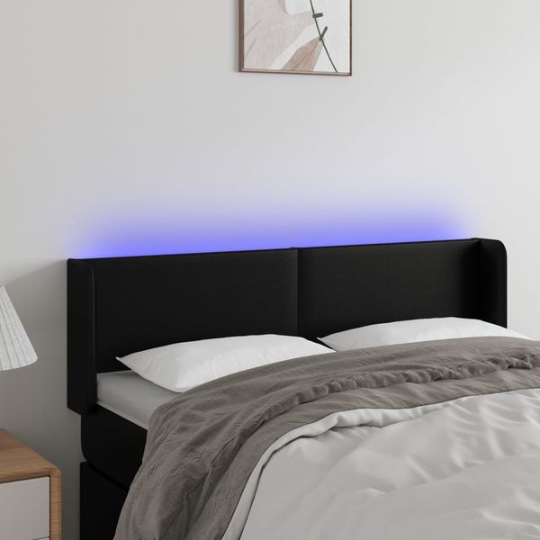 vidaXL Čelo postele s LED čierne 147x16x78/88 cm umelá koža