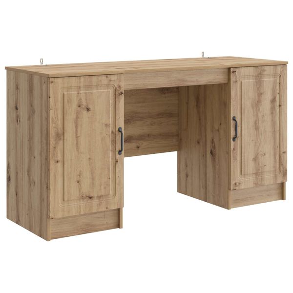 vidaXL Stôl s poličkou Dub artisan 142,5 x 50 x 75 cm Kompozitné drevo