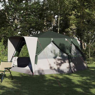 vidaXL Cabin Tent 7-Person so strechou Zelená 400 x 350 x 212 cm