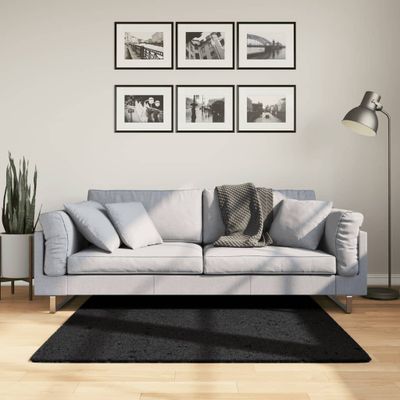 vidaXL Shaggy koberec PAMPLONA, vysoký vlas, moderný, čierny 120x120cm