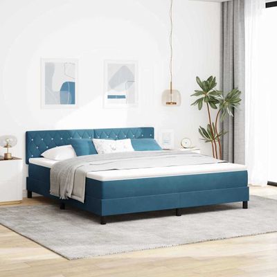 vidaXL Posteľ s pružinovým rámom Tmavomodrá 180 x 200 cm Zamat