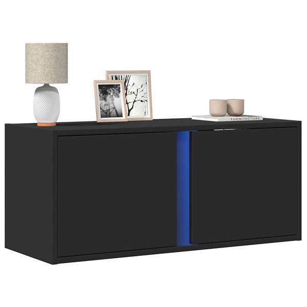 vidaXL TV nástenná skrinka s LED svetlami čierna 80x31x35 cm