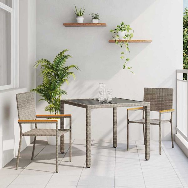 vidaXL Záhradný jedálenský set 3 pcs Sivá polyratan
