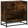 vidaXL Nočný stolík, dymový dub 60x31x60 cm, kompozitné drevo+kov