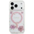 Puzdro Guess Resin Flowers Glitter MagSafe pre iPhone 17 Pro ružové