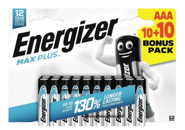 Energizer Max Plus AAA alkalické batérie 20 ks (10 + 10)