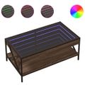 vidaXL Konferenčný stolík s nekonečnými LED hnedý dub 90x50x38 cm