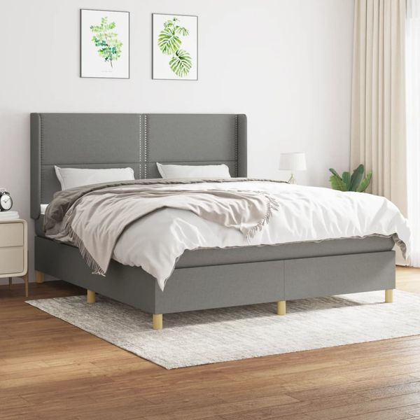 vidaXL Boxspring posteľ s matracom tmavosivá 160x200 cm látka