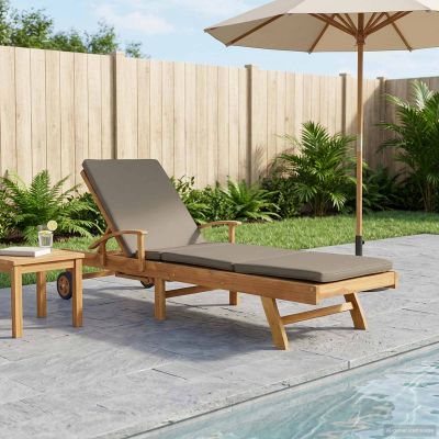 vidaXL Ležadlo s vankúšom 100% polyester a masívny teak