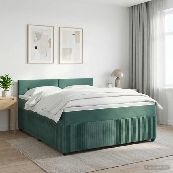 vidaXL Posteľ boxspring s matracom Tmavozelená 140 x 200 cm Zamat