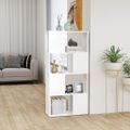 vidaXL Knižnica/deliaca stena biela 60x24x124,5 cm drevotrieska