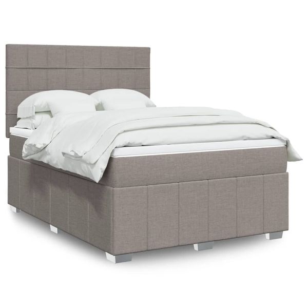 vidaXL Posteľný rám boxspring s matracom sivohned 140x200 cm látka
