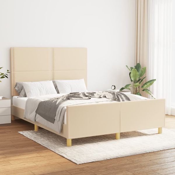 vidaXL Posteľ bez matraca krémová 140x200 cm látka