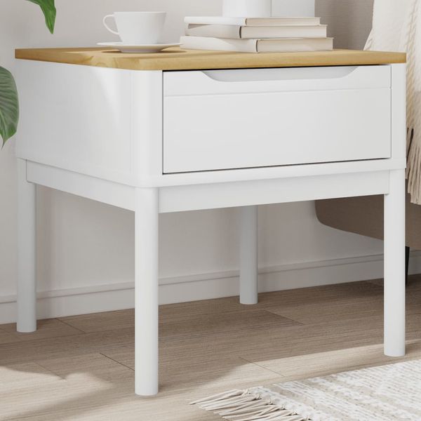 vidaXL Stolík na lampu FLORO biely 55x55x54 cm borovicový masív
