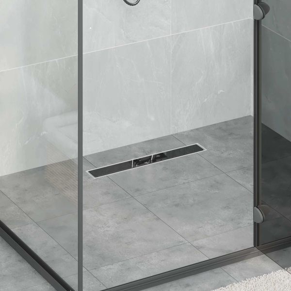 vidaXL Sprchový odtok s skleným krytom a 360° sifónom Čierna 50 cm
