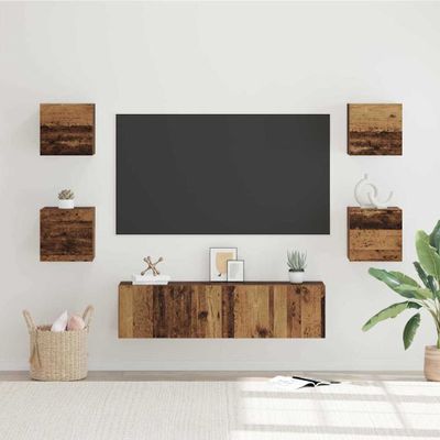 vidaXL Zostava TV skriniek Nástenný 6 pcs Staré drevo Kompozitné drevo