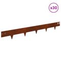 vidaXL Obrubník trávnika 30 ks 100 x 12 cm Oceľ Hrdzavý