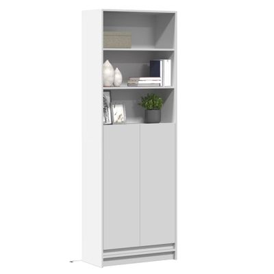 vidaXL Vysoká skrinka s LED biela 69x32,5x200 cm kompozitné drevo