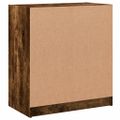 vidaXL Bočná skrinka so sklenenými dvierkami dymový dub 68x37x75,5 cm