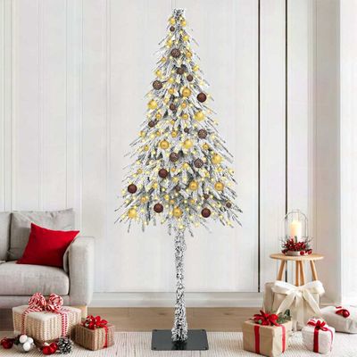 vidaXL Vianočný stromček s 300 LED-i Biela 210 cm PE a oceľ