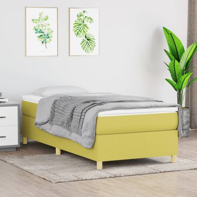 vidaXL Posteľný rám boxspring s matracom zelený 90x190 cm látka